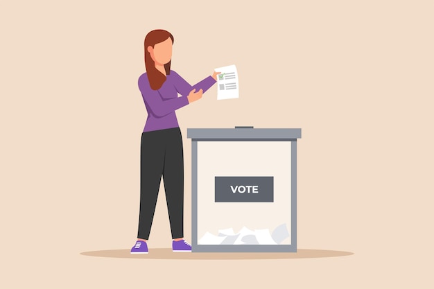 Frau hat für allgemeine Regional- oder Präsidentschaftswahlen gestimmt Abstimmungskonzept Farbige flache grafische Vektordarstellung