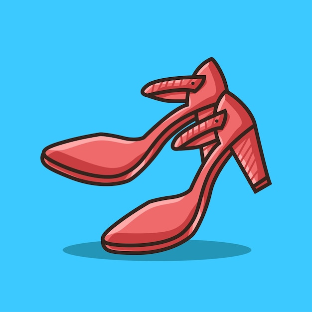 Frau high heels in bunten cartoon strichzeichnungen illustration