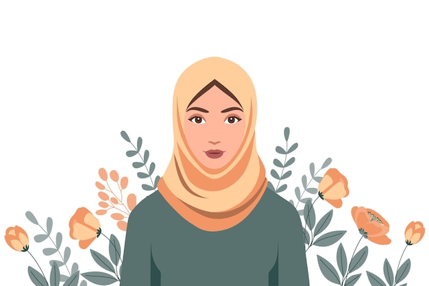 Frau im Hijab mit Blumen