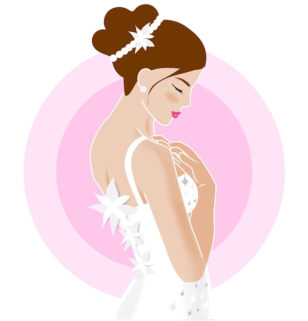 Frau im weißen Hochzeitskleid