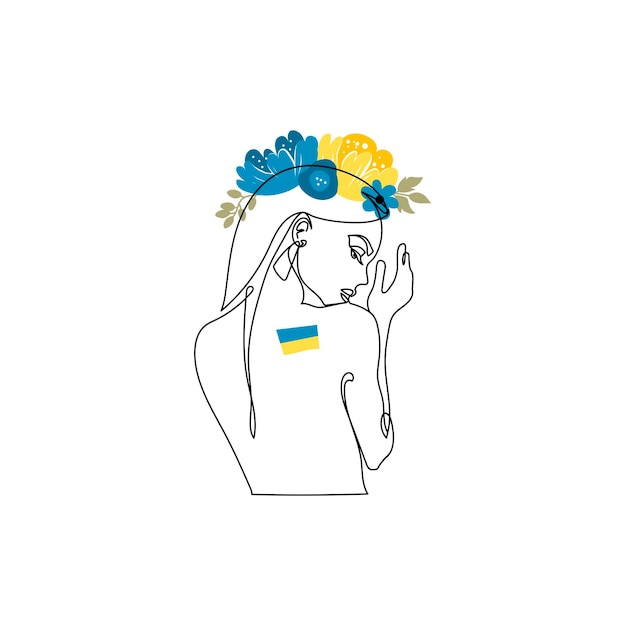 Vektor frau in der ukrainischen symbolkunst ukraine-unterstützungskonzept keine kriegsunterstützung für ukrainische vektorillustration