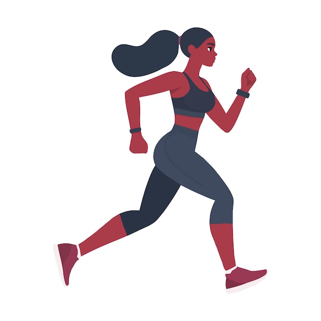 Frau in Sportbekleidung läuft flach Cartoon Vektor-Illustration