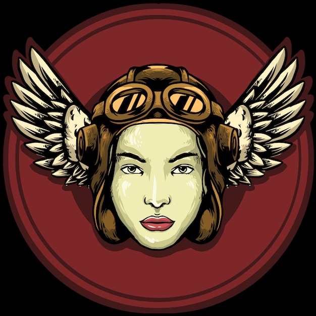 Frau Pilot Logo Maskottchen Design