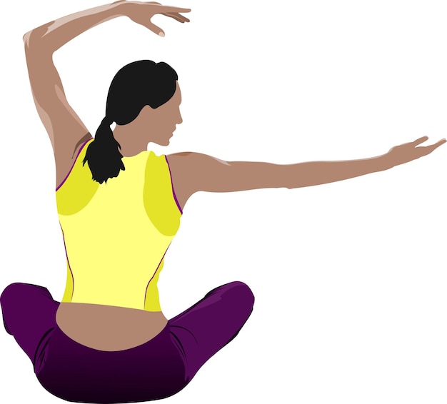 Vektor frau praktizieren yoga-übungen vektor-illustration der mädchen-pose isoliert auf weißem hintergrund