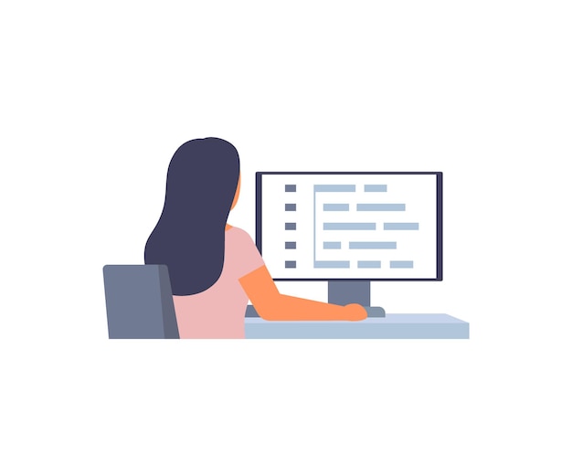 Frau Programmierer Software Web-Entwicklung auf Computer Mädchen Arbeit Skriptcodierung Programmierung