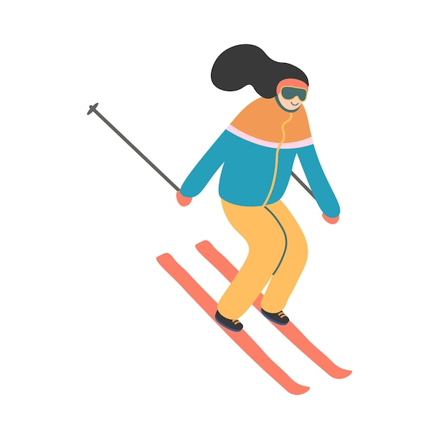 Frau Skifahren. Wintersport-Aktivität.