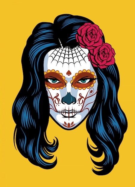 Frauen auf Zuckerschädel machen aus dia de los muertos