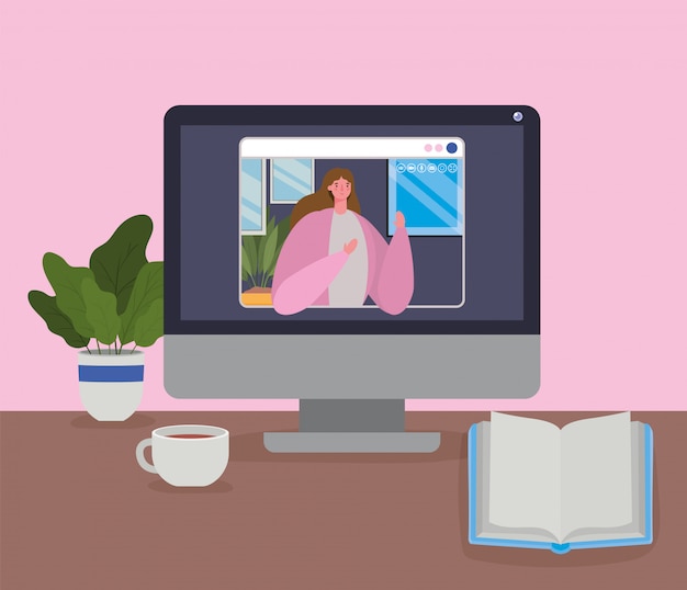 Frauen-Avatar auf Computer im Video-Chat