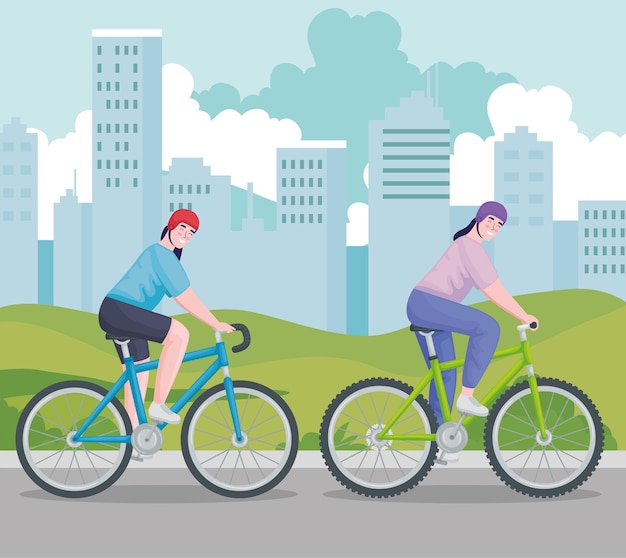 Frauen, die Fahrrad fahren