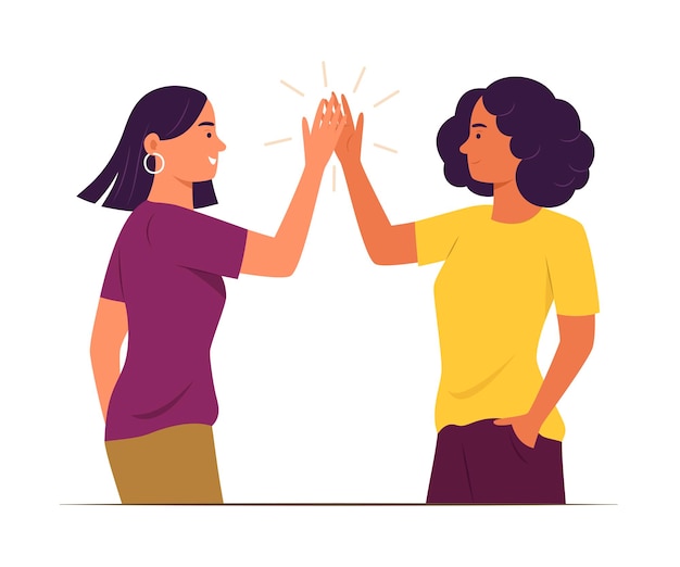 Vektor frauen, die high five für women power concept illustration geben