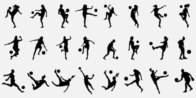 Frauen-fußball-silhouette-vektor-vorlage