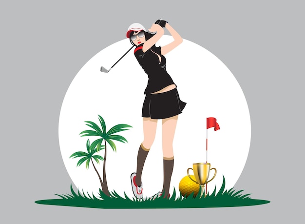 Vektor frauen-golf-turnier