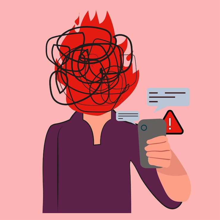 Vektor frauen in einer situation von gedanken und psychischer gesundheit