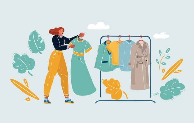 Frauen kaufen Kleider im Shop