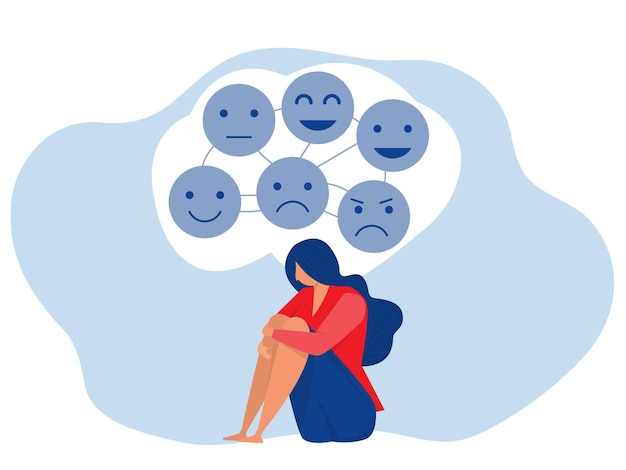 Frauen mit emotionen und stimmungen leiden unter psychischen problemen manischer depression
