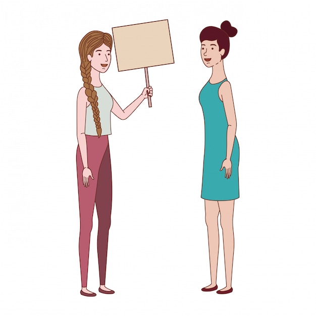 Frauen mit Tag aus Holz Avatar Charakter