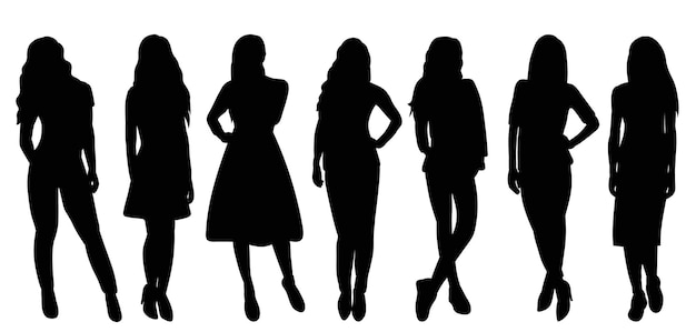 Frauen schwarze silhouette isolierter vektor