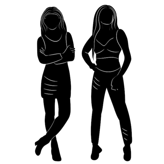 Vektor frauen schwarze silhouette isolierter vektor