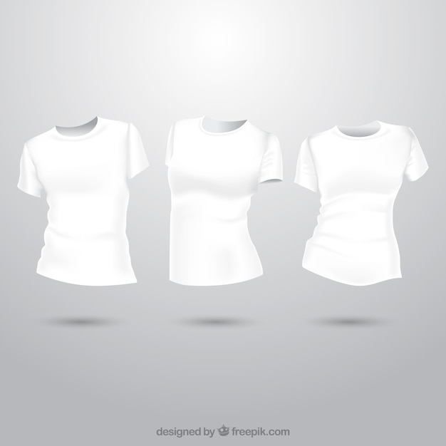 Frauen T-Shirt in verschiedenen Ansichten mit realistischem Stil