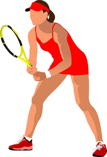 Frauen-Tennisspieler-Poster farbige Vektorillustration für Designer