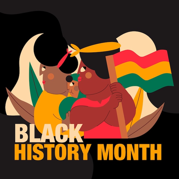 Frauen- und Kinderflagge Südafrikas schwarzer Geschichtsmonat handgezeichnet