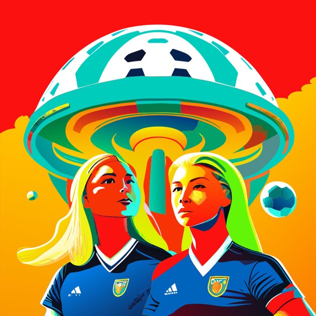 Vektor frauen-weltmeisterschaft mit ufo-vektorillustration