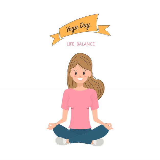 Frauen Yoga Charakter Pose.