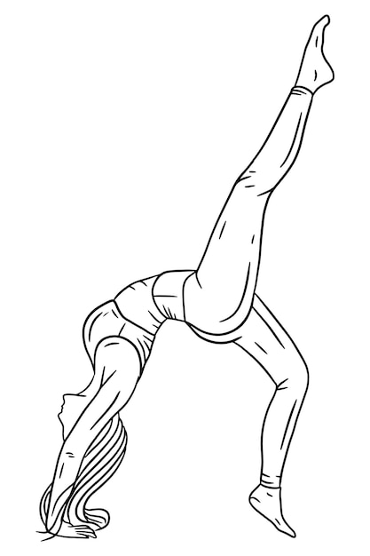 Vektor frauen-yoga-pose-meditation entspannende linie kunstillustration