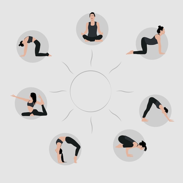 Vektor frauen-yoga-posen-set