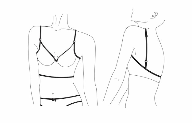 Frauenkörper strichzeichnung, minimale weibliche figur, frauenillustration, frauensilhouette, frau im höschen
