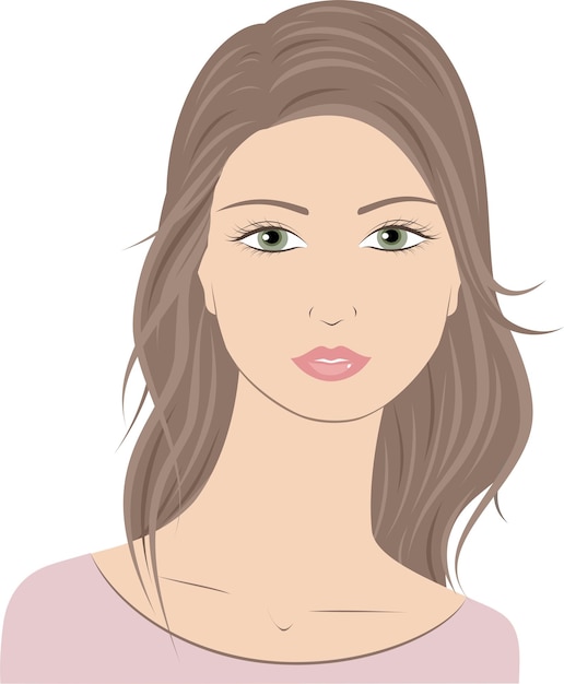 Frauenporträt. Dame mit langen braunen Haaren. Weibliche Silhouette. Vektor-Illustration.