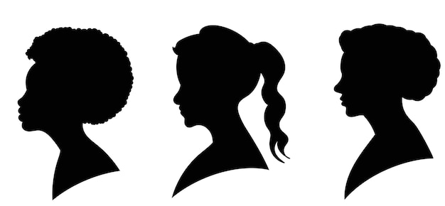 Frauenporträtsilhouette auf weißem Hintergrundvektor
