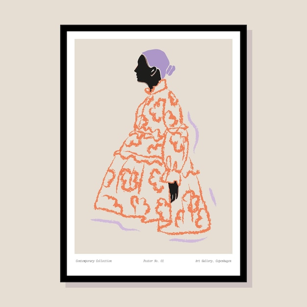 Frauenportrait-Vektorillustration für Wandkunstgalerie