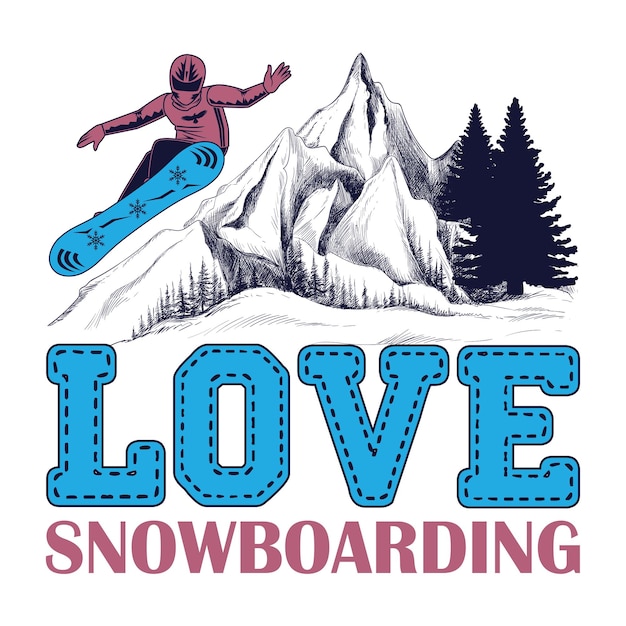 Vektor free vector snowboarding t-shirt-design