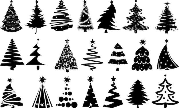 Vektor free vector weihnachtsbaum silhouetten entwurf