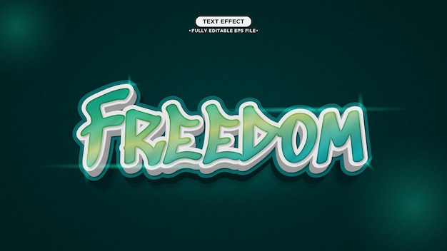 Freedom 3d glow vector text-effekt vollständig editierbarer text und schriftart