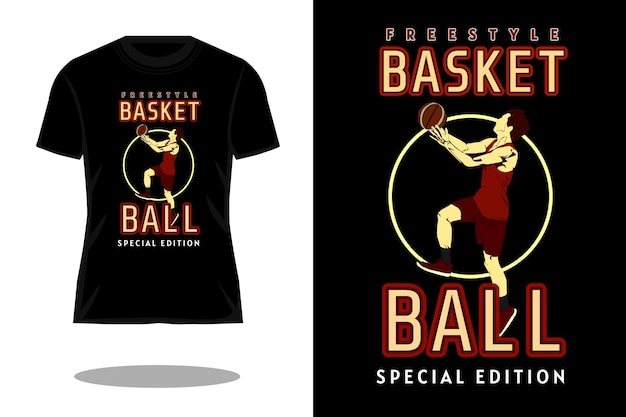 Freestyle basketball silhouette vintage t-shirt design