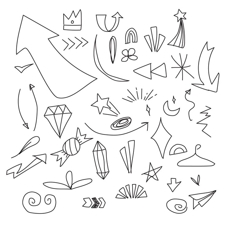 Freie handgezeichneten Scribble-Vektor-Design-Elemente-Satz