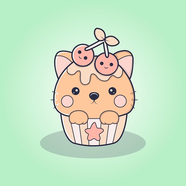 Vektor freie kunstillustration von happy cupcake vector