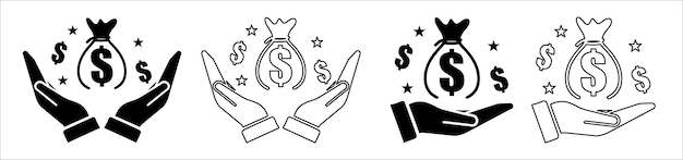 Freie Vektor-Dollar-Geld in den Händen Ikonen-Illustration auf weißem Hintergrund