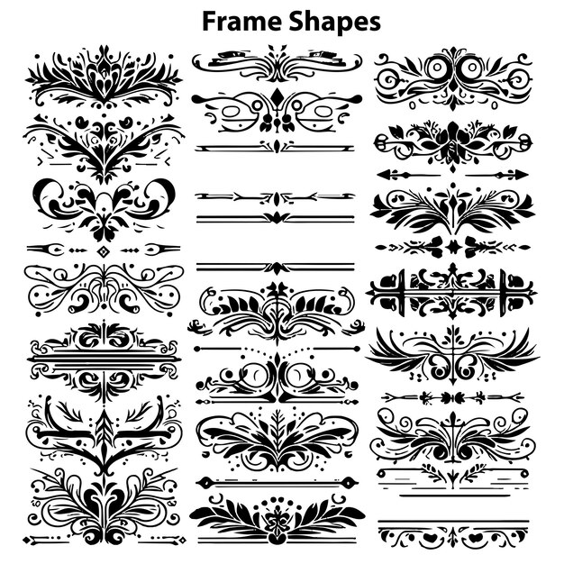 Vektor freie vektor-handgezeichneter frame-set-vorlage mit weißem hintergrund