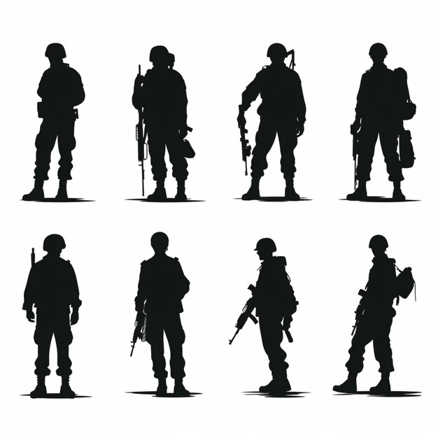 Freie vektor-soldaten-silhouetten künstlerische illustration