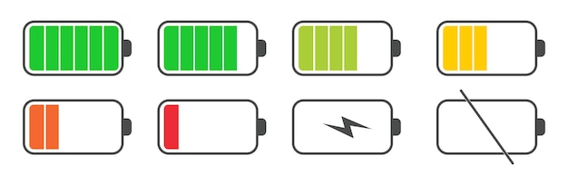 Vektor freie vektorbatterien ebenen icons gesetzt