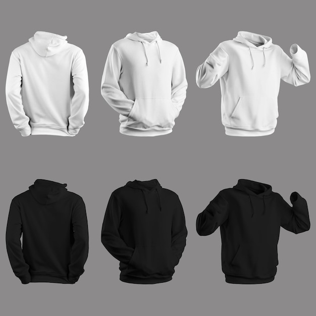 Freie Vektorillustrationssatz mit weißem und schwarzem Hoodie