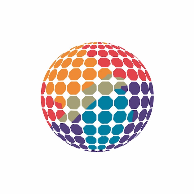 Freie Vektorkugel-Gitter-Erde-isolierte Abschnitt-Symbol-Symbool-Logo