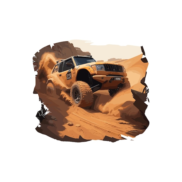 Freier Vektor ein robustes Offroad-Auto mit Schlamm-T-Shirt-Design
