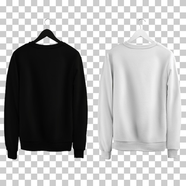 Freier Vektor schwarz-weiß langärmeliges T-Shirt mit Kapuzenpullover