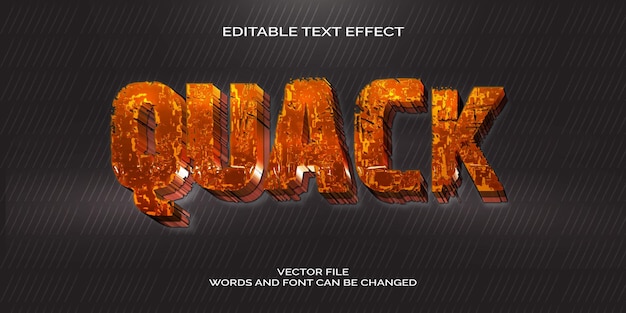 Vektor freier vektorbearbeitbarer text-effekt quack 3d-schriftartstil