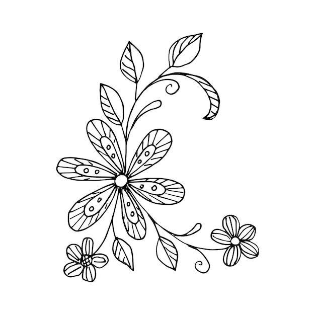 Vektor freihandgezeichnetes blumenarrangement im doodle- oder sketch-stil