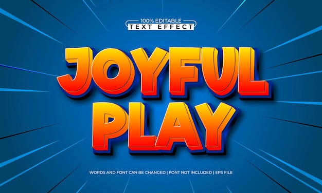 freudig spielen bearbeitbare Text-Effekt mit einem Spiel und spielen Text-Stil